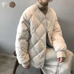 送料無料 ノーカラー キルティング ジャケット コート レディース アウター 羽織り 上着 キルティングコート 中綿ジャケット 無地 秋冬 エ