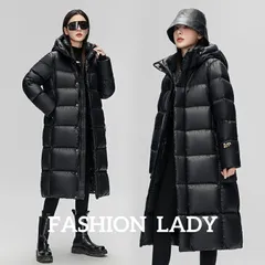 レディースコート ダウンジャケット ダウンコート エレガント 上品 カップル 韓国風 着痩せ 男女兼用 ロングジャケット ブラック 厚手 冬服