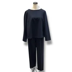 PLST プラステ セットアップ 12-1410016-1 パンツセットアップ 長袖 食事会 女子会 ウエストゴム 手洗い ネイビー Mサイズ  レディース 秋 ゴーゴー古着久喜倉庫店 草3013