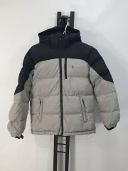 ポロラルフローレン キッズ ダウン ジャケット ブラック グレー BOYS PLANET m 10-12