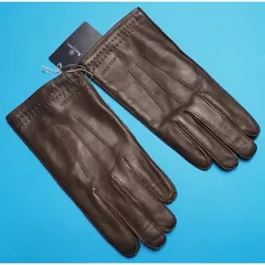 新品正規 Aquascutum アクアスキュータム 中厚手 羊革オールレザー 手袋/グローブ 手囲い25cm(L)茶 AQ310056のサムネイル