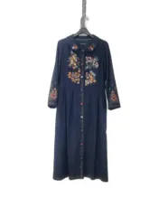 BUCOLIQUE ビ꼴リ끄 レディース フラワー刺繍 ウール素材 ロング丈ワンピース