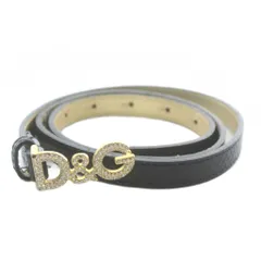 ディー&ジー ドルガバ ドルチェ&ガッバーナ D&G ベルト バックル レザー DGロゴ ラインストーン 85 黒 ブラック /XZ ■GY18