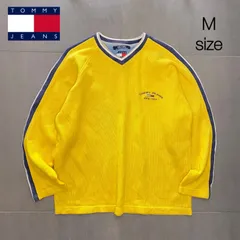 TOMMY HILFIGER トミーヒルフィガー Vネック 刺繍ロゴ ニットトレーナー　 M イエロー