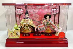 M[宅120]0667 雛人形 親王飾り 小芥子 二人 アクリルケース入り ライト付き 専用段ボールあり 未使用品