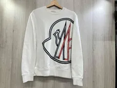 通年 MONCLER モンクレール スウェット トレーナー ビッグロゴ クルーネック 809KR S ホワイト
