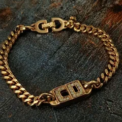 Christian Dior　ディオール　喜平チェーン　ゴールド　ブレスレット　メンズ　レディース　ライトストーン　ヴィンテージ　CDロゴ