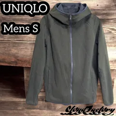 ユニクロ ブロックテックフリースパーカ メンズS オリーブグリーン UNIQLO 防寒 汚れあり