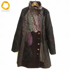 #w デシグアル Desigual コート 46 こげ茶 マルチ 装飾ボタン パッチワーク 大きいサイズ タグ付き 美品 レディース [952108] k01のサムネイル