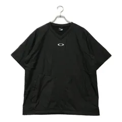 中古 メンズ オークリー OAKLEY ブルゾン L 黒 ブラック Vネック 裏地付き 訳あり