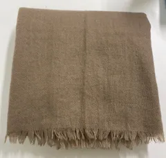 ユニクロ　カシミア100%マフラー、ストール　大判　ブラウン フリンジ付き