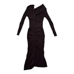  SNIDEL スナイデル ワンショル リブニット ロングワンピース アシンメトリー マーメイド レディース Fサイズ  【Z1719】 