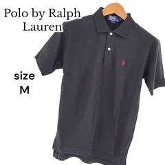 【美品】Polo By Ralph Lauren ポロバイラルフローレン 半袖ポロシャツ ブラック ロゴレッド コットン100％ Ｍ メンズ