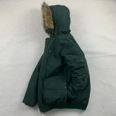 00s WOOLRICH(ウールリッチ) 刺繍 ロゴ コヨーテ ファー アークス(Arcs) アーティック ダウン パーカ グリーン