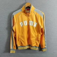 PUMA プーマ トラック ジャケット ジャージ ロゴ プリント ライン スポーツ レディース サイズ L イエロー系 Y2K A152