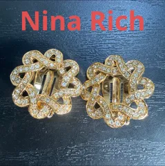 Nina Rich ニナリッチ　ラインストーン付きゴールドカラーイヤリング　ビンテージ