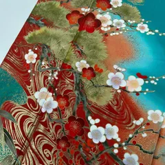 付下げ 洗える着物 裄65.5 金彩 流水に梅 化繊 着物 MK-3084