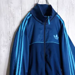 【海外モデル】Old adidas originals トレフォイル ターコイズ ネイビー ナイロンジャケット ジャージ #458