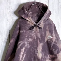 【最高モデル】00s 古着 ナイキ NIKE パープル 胸元白色刺繍 ブリーチ タイダイ パーカー スウェット #552