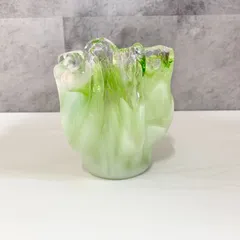 変形花器 フリル花瓶 フラワーベース オーロラ 波状 白菜 緑 黄緑 グリーン