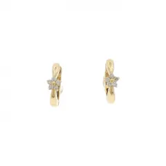 K18YG フラワー ダイヤモンド ピアス 0.06CT