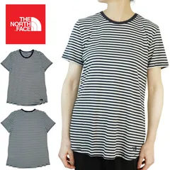 レディース Ｔシャツ【クリックポスト対応可】ノースフェイス THE NORTH FACEW TERRAIN SS TEEウィメンズ テレイン 半袖Ｔシャツボーダー ネイビー ロゴ白 紺 クルーネック クルーネック レトロ