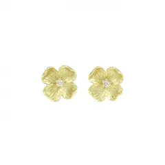 K18YG フラワー ダイヤモンド ピアス 0.02CT