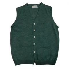 70a15 JOHN SMEDLEY ジョンスメドレー 英国製 ニットベスト ノースリーブカーディガン ハイゲージニット メンズ 紳士服 グリーン ウール100％u02t