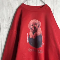 【入手困難】90s Vintage 古着 アニマル 動物 レッド 犬 Dog スウェット トレーナー #2645