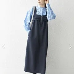 〈手洗い可能>　クリスピーリネン ジャンパースカート　ロング　ワンピース　ジャンスカ　ネイビー　SHIPSany