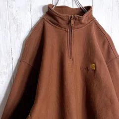 【国内正規品】Carhartt WIP 刺繍 ブラウン ハーフジップ ヘビーウエイト トレーナー スウェット #351