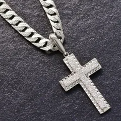 喜平 ネックレス 18金 K18WG メンズ 十字架 クロスペンダント ダイヤモンド ホワイトゴールド リバーシブル 50cm キヘイ【アクセサリーマート/メルカリShops店】