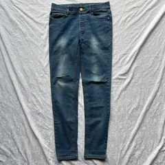 CLOSSHI クロッシー ストレッチ スキニーデニム L インディゴ 美脚スリム テーパード ヒゲ色落ち きれいめカジュアル ウエスト72 股下70