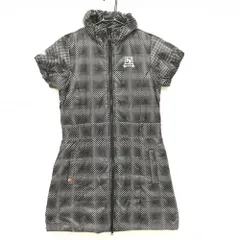 【超美品】フィラゴルフ 中綿半袖ワンピース 黒×白 ドット総柄 ダブルジップ レディース M ゴルフウェア FILA GOLF