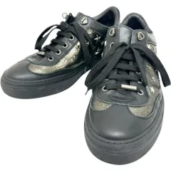 【JIMMY CHOO/ジミーチュウ】スタースタッズ スニーカー レザー ブラック メンズ 【中古】【真子質店】【GD】