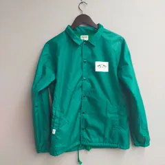 N1005 【VANS ヴァンズ】コーチジャケット ナイロンジャケット レディース Mサイズ グリーン ロゴプリント アメカジ ユニセックス 古着 アウター