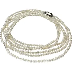 3連 アコヤベビーパール3.0-3.5mm ネックレス シルバー 31.2g 59cm レディース 【中古】【真子質店】【NN】