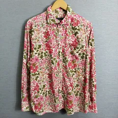 INTERMEZZO インターメッツォ コーデュロイ 長袖 シャツ 細畝 花柄 総柄 派手 コットン ピンク系 3L 大きいサイズ A233