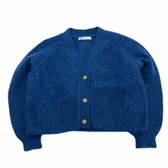 ザラ ニットカーディガン レディース M ターコイズブルー 短丈 モヘア調 セーター