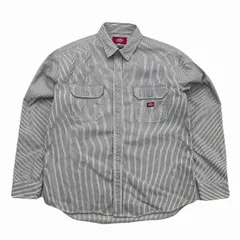 ディッキーズ ワークシャツ メンズ XL ストライプ オフホワイト 厚手 コットン シャツジャケット