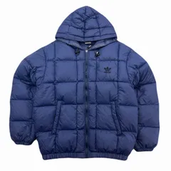 アディダス ダウンジャケット メンズ L ネイビー ビンテージ 80s シルバータグ 防寒 アウター パーカー