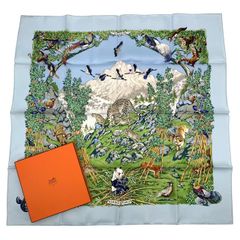 幻 美品 エルメス シルクスカーフ カレ90 ツィツィカ オリヴァー 動物 