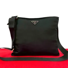 極 美品 希少品 PRADA プラダ 三角ロゴ トライアングルロゴ 金具 テスート ナイロン ショルダーバッグ サコッシュ ブラック 黒 13809