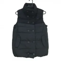 【美品】パーリーゲイツ 異素材ダウンベスト 黒 ウール混  レディース 2(L) ゴルフウェア PEARLY GATES