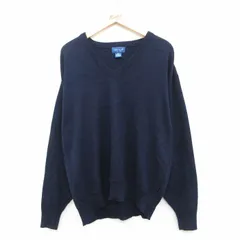 XL/古着 タウンクラフト 長袖 セーター メンズ 90年代 90s アクリル Vネック USA製 紺 25nov25のサムネイル