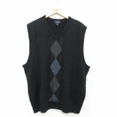 XL/古着 ドッカーズ ニット ベスト メンズ アーガイル アクリル Vネック 黒 25nov25のサムネイル