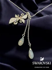 ★ SWAROVSKI スワロフスキー 美品 リバーシブル ツインスワン バタフライ　蝶々　ネックレス