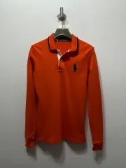 ポロ ラルフローレン オレンジ色 長袖 カラーTシャツ ゴルフウェア XS