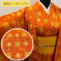 ウール着物 アンサンブル 羽織紐付き