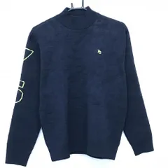 【超美品】パーリーゲイツ ハイネックセーター ネイビー 総柄編み 背 レディース 1(M) ゴルフウェア 2024年モデル PEARLY GATES